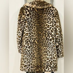 Faux fur leopard car coat